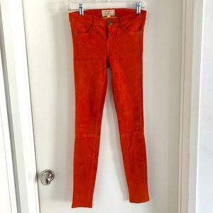 Current/ Elliott orange suede skinny pants women’s  25